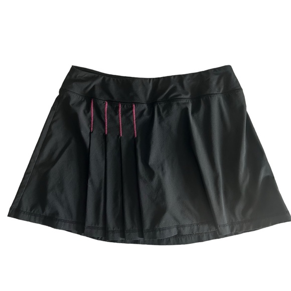 Athleta Pants - Athleta Women's Second Wind Pleated Skort Black Pink Tennis Zipper Pocket M